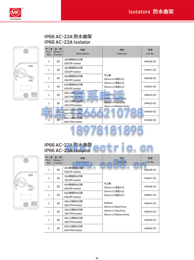 MKIsolators ˮM4419-22/M4413-22/M4417-23/M4419-23ˮϵ IP66 _P86772GRY/86423GRY/IP66 Ӿ /